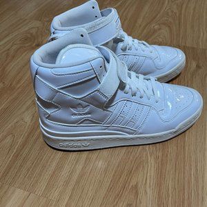 Adidas Forum White Patent Women’s High Top Leather Shoes 9 1/2